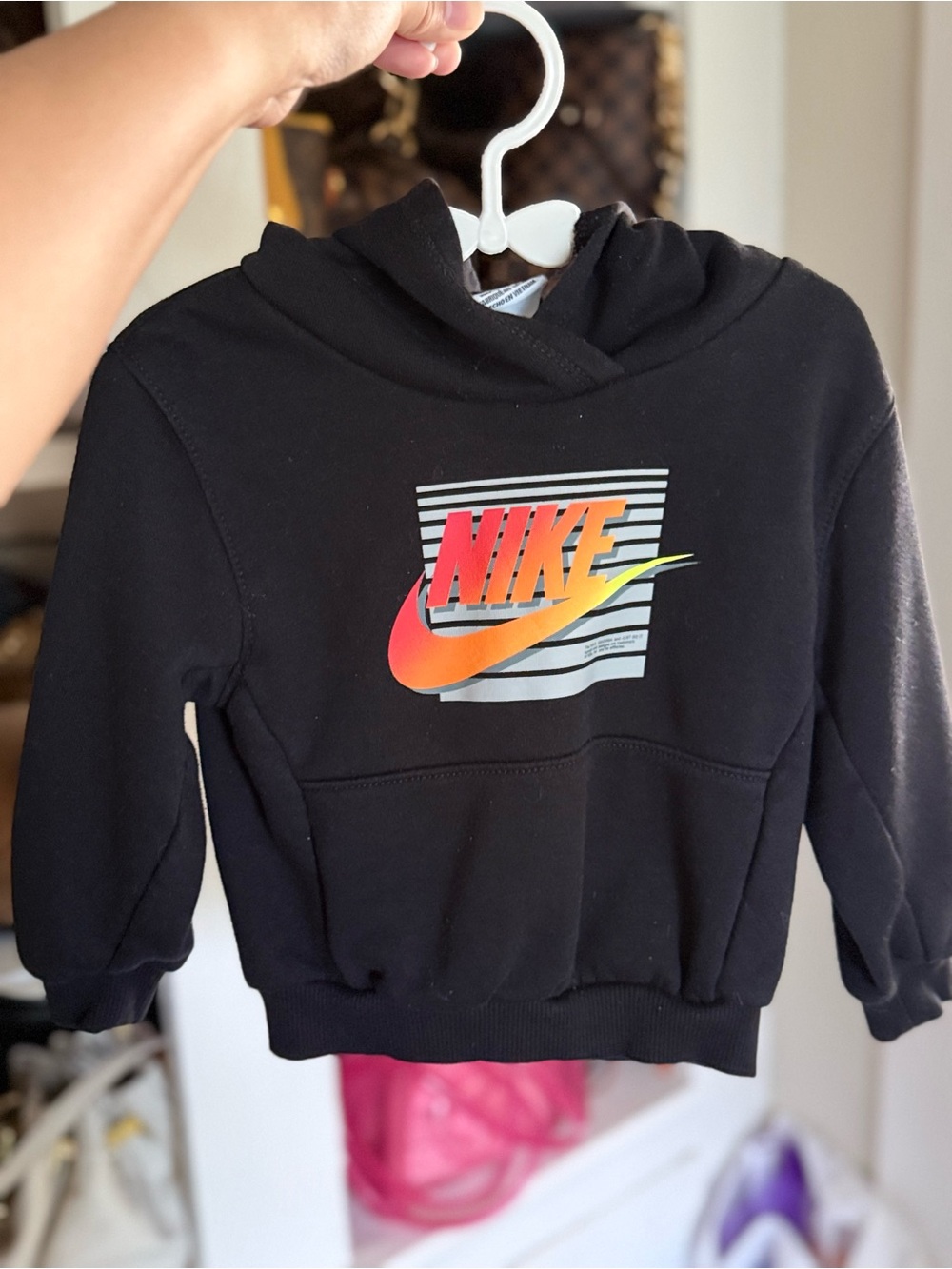 Nike Kids Black Hoodie with Gradient Logo